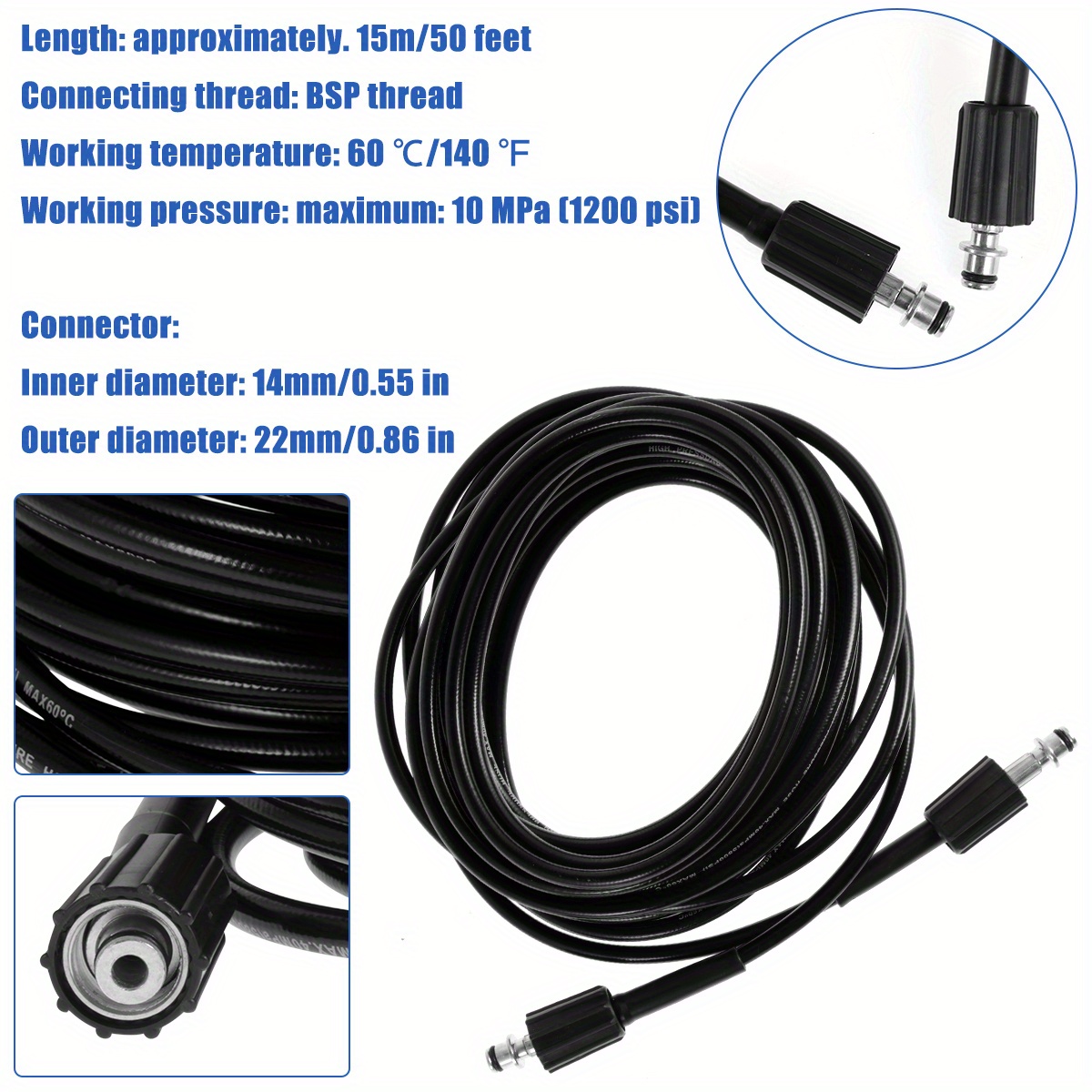 Pressure Washer Whip Hose Hose Reel Connector Hose Pressure - Temu