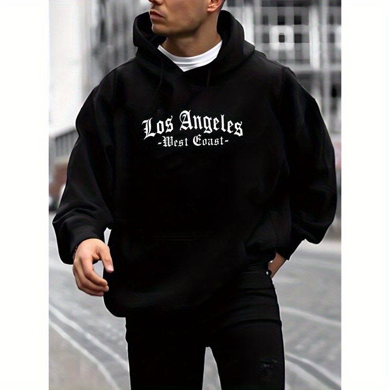 

Graffiti Los Angeles West Coast Print Hoodie, Cool Sweatshirt For Men, Men's Casual Hooded Pullover Streetwear Clothing For Spring Fall Winter, As Gifts