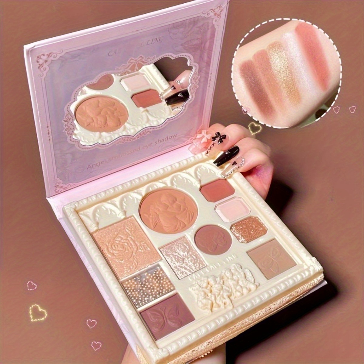 Anime Style 10-Color Eyeshadow Palette With Mirror, Eyeshadow Blush  Highlighter 3 In 1 Makeup Palette, Nude Glitter Matte Eye Shadow Plattete  Set, Co