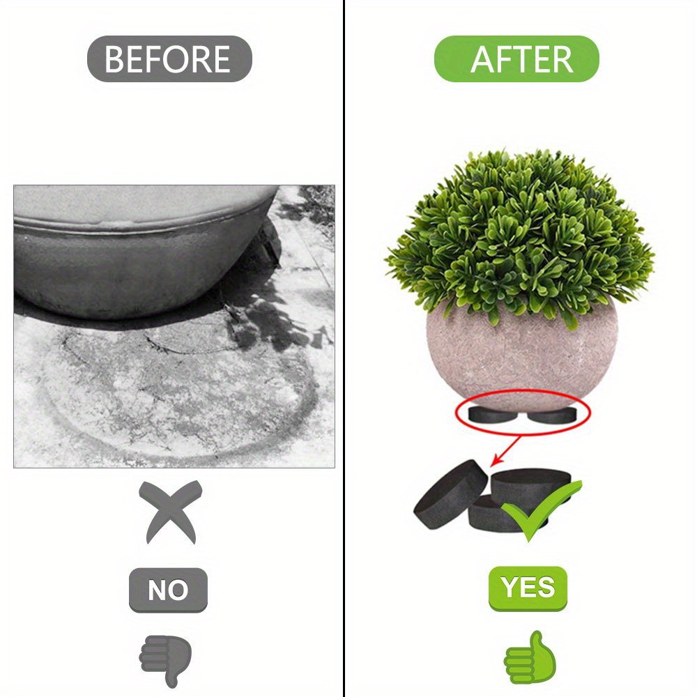

40pcs, Flower Plant Pot Feet Invisible Round Flowerpot Riser Stands Self-adhesive Black Non-slip Heavy Duty Flower Pot Pad For Balcony Garden