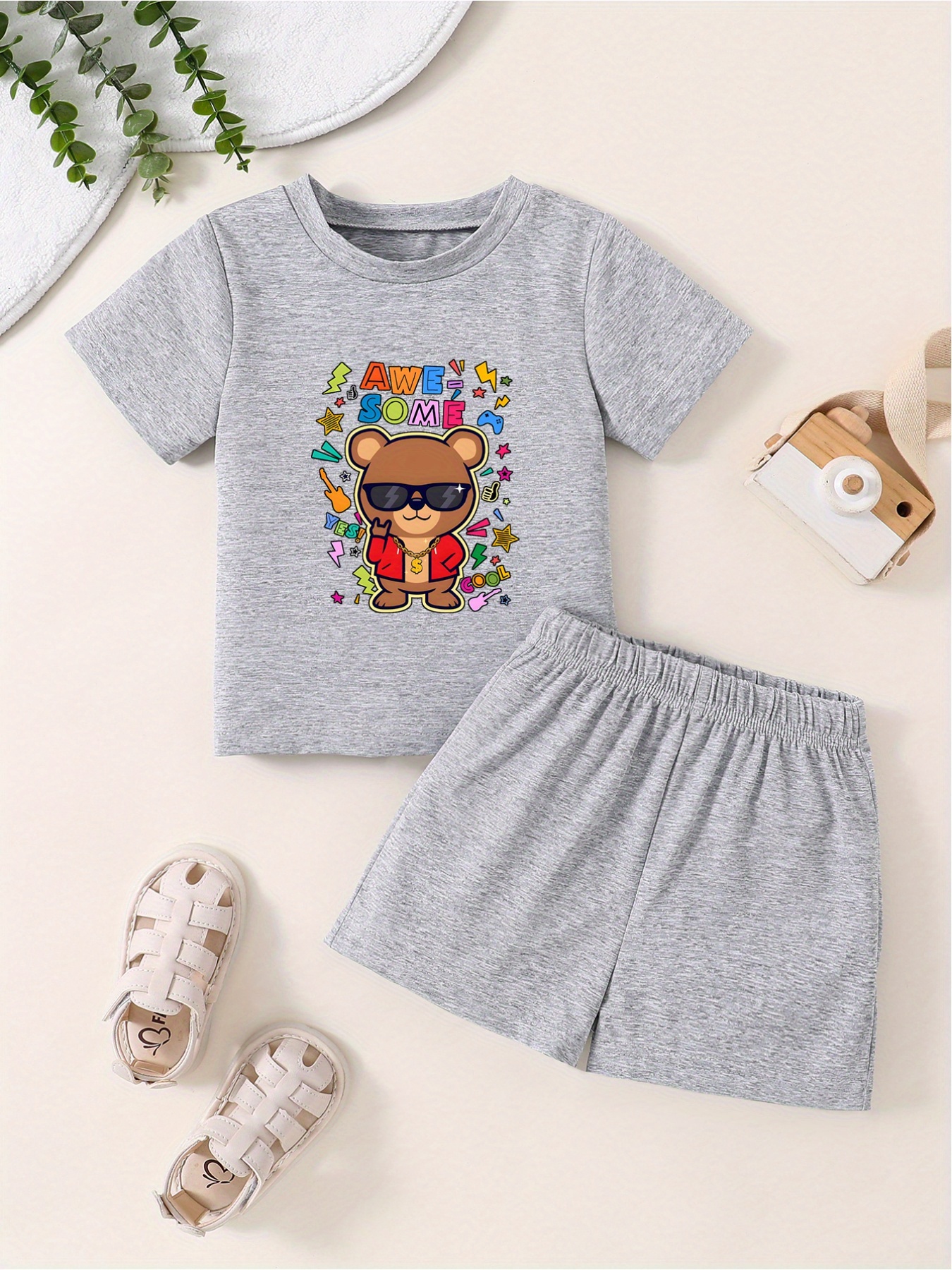 Camisa de manga corta con botones para bebé niño pequeño, camiseta de manga  corta con estampado de dibujos animados, ropa de moda para niños