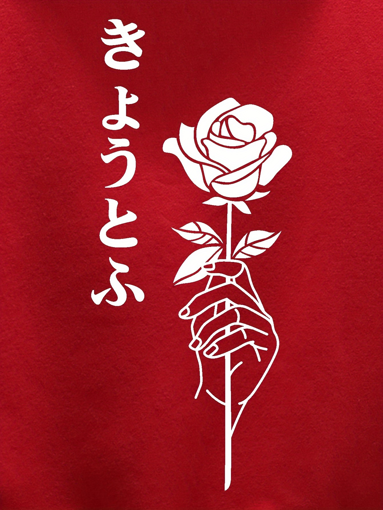 Japanese Characters Hand Rose Graphic Print Hoodie Cool - Temu