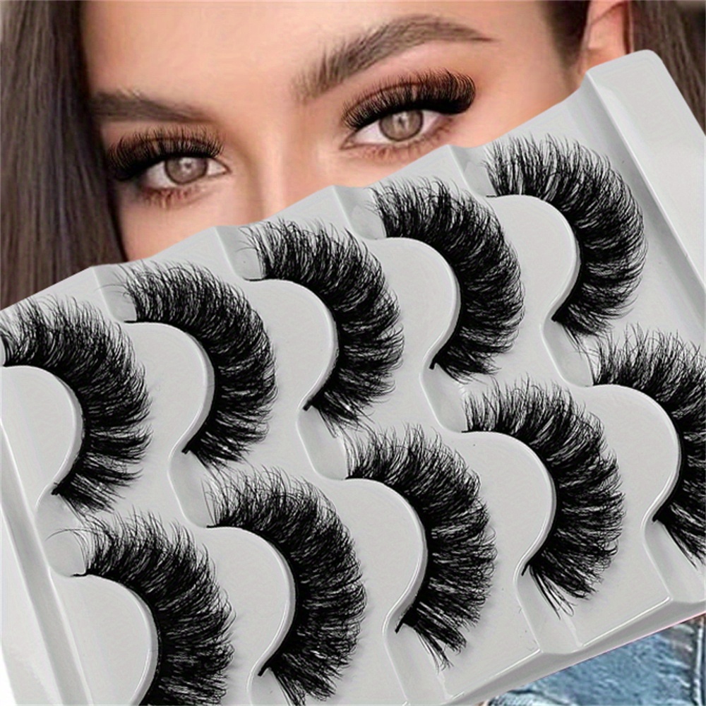 5 Pairs Luxurious Mink Lashes - Fluffy 3d Volume, D-, Thick & Messy False Eyelashes For A Dramatic Look