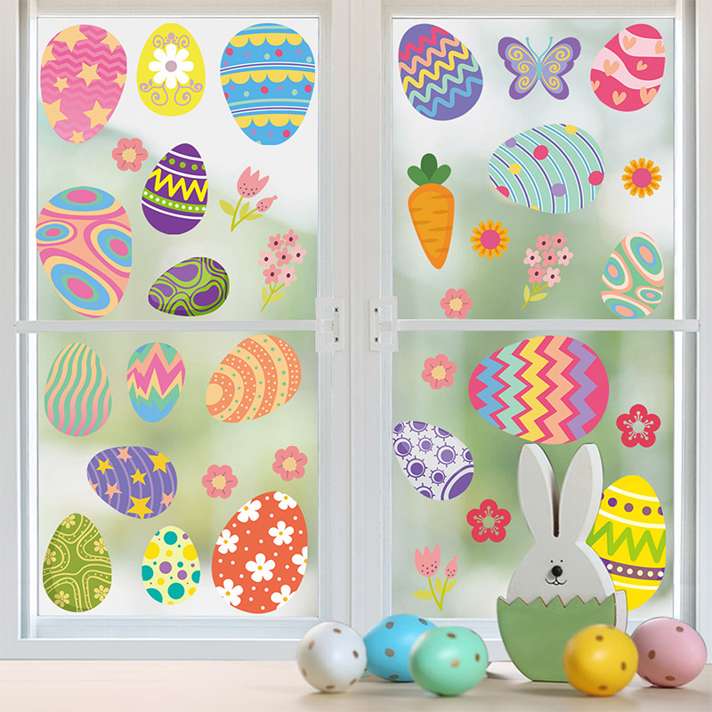 

A Set Of 2 Sheets (35 Stickers), Easter Static Window Clings, Double-sided Easter Egg Window Decorations, Window Decoration Stickers, Easter Decor, Diy Decoration Static Stickers.