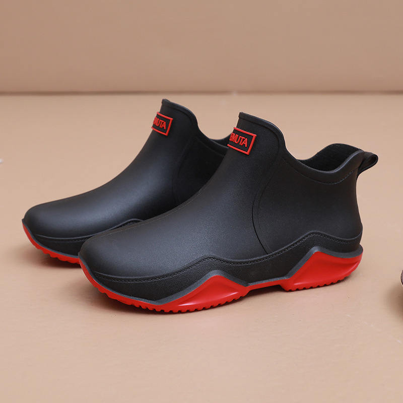 Letter Detail Round Toe Comfortable Rain Boots Unisex Wear - Temu