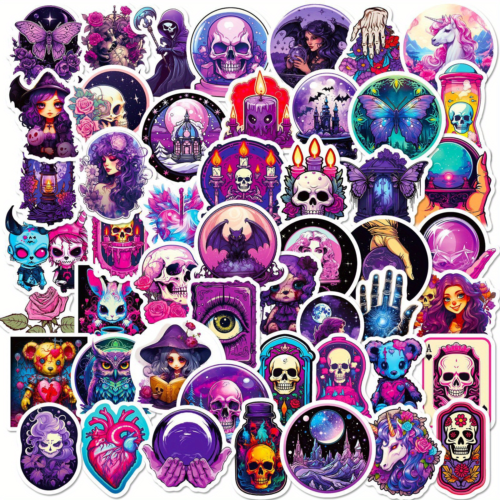 purple Gothic Aesthetic Doodle Stickers For Gifts Kids - Temu