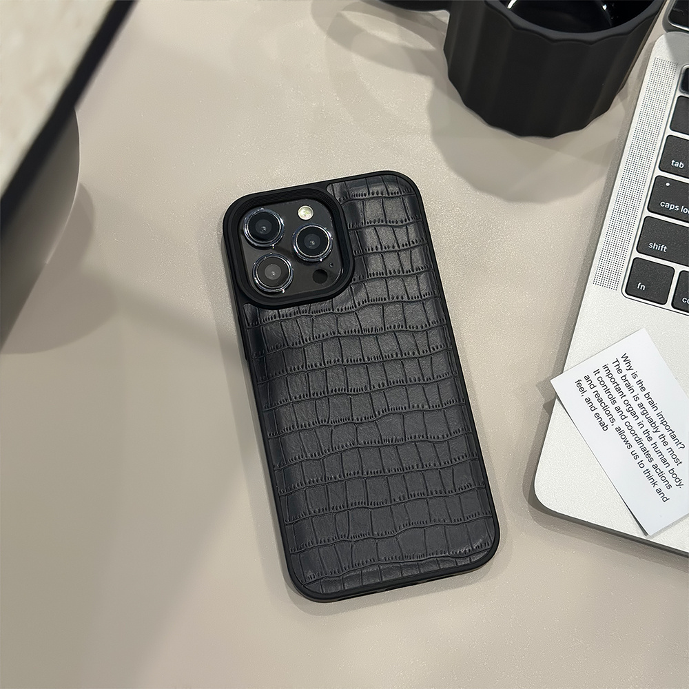 TEMU Phone Case - Minimalist Crocodile Skin Texture Pattern All- Protective Case, Innovative Phone Cover For Iphone 11/12/13/14/15 Pro Max