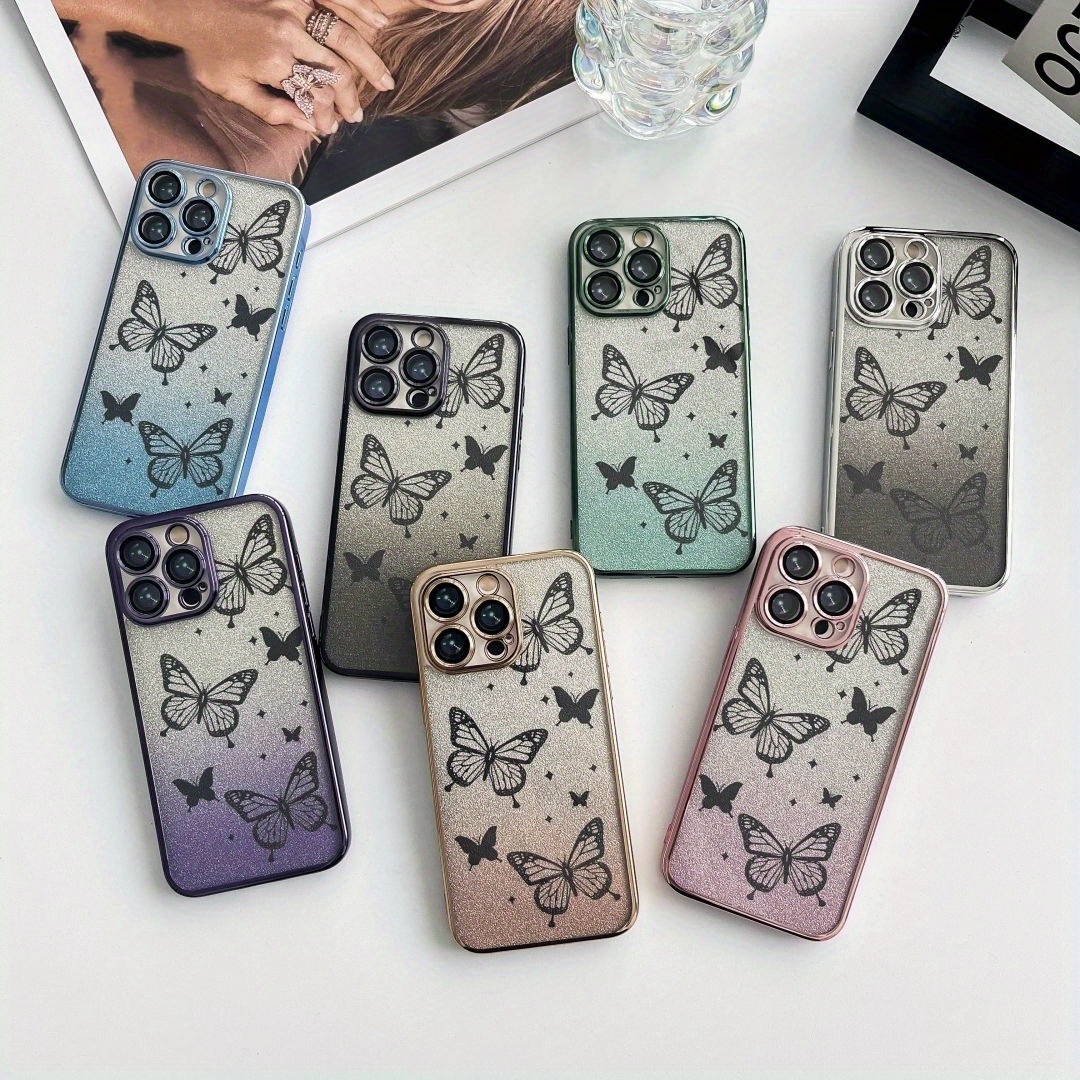 

Electroplating Gradient Flash Powder Butterfly Suitable For Full Package Protective Case Creative Niche For Iphone 15 14 13 12 Pro Max