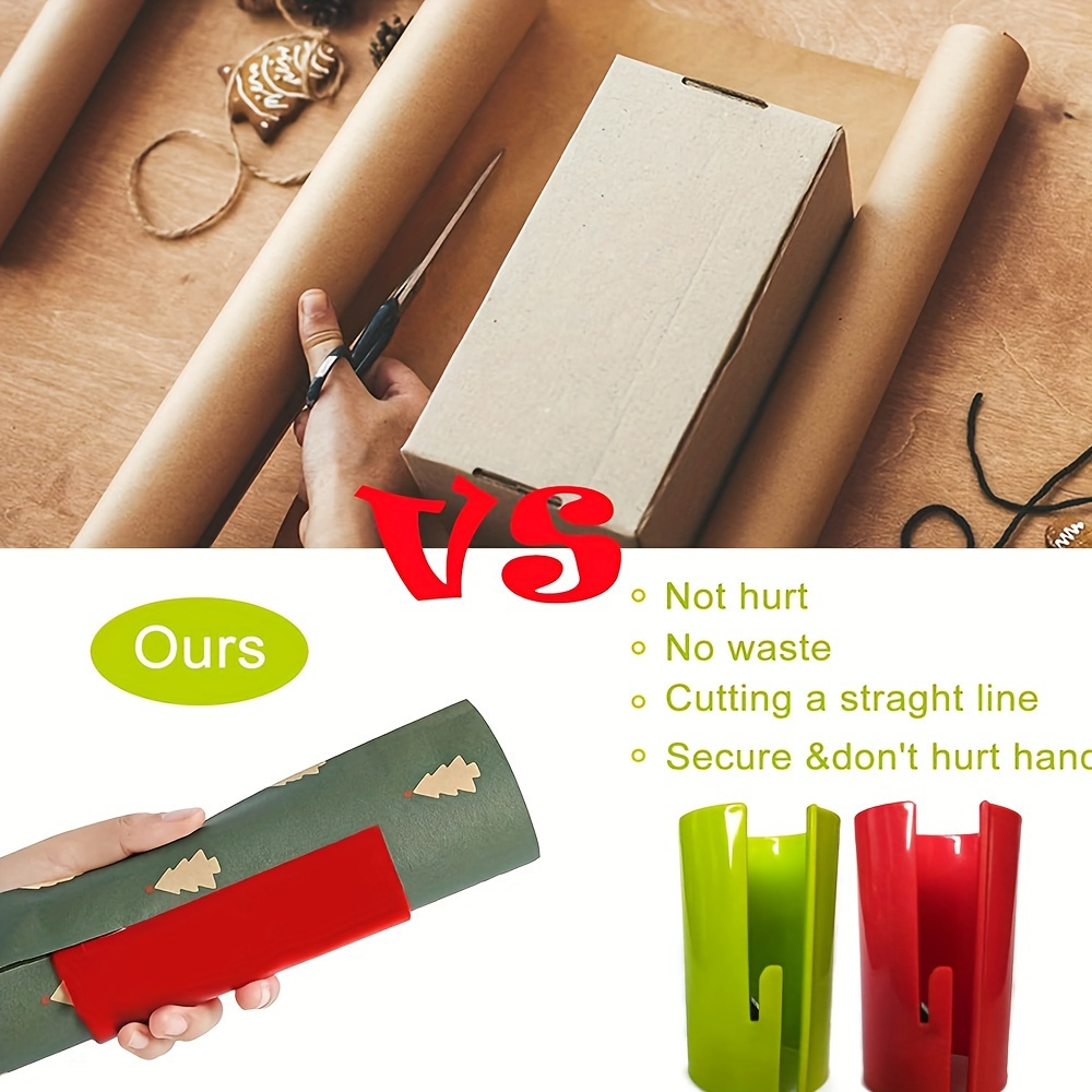 2pcs Wrapping Paper Cutter, Gift Wrap Cutterportable Sliding Wrapping Paper  Roll Cutter Tool,makes Wall Sticker Decorations And Gift Packaging Compati
