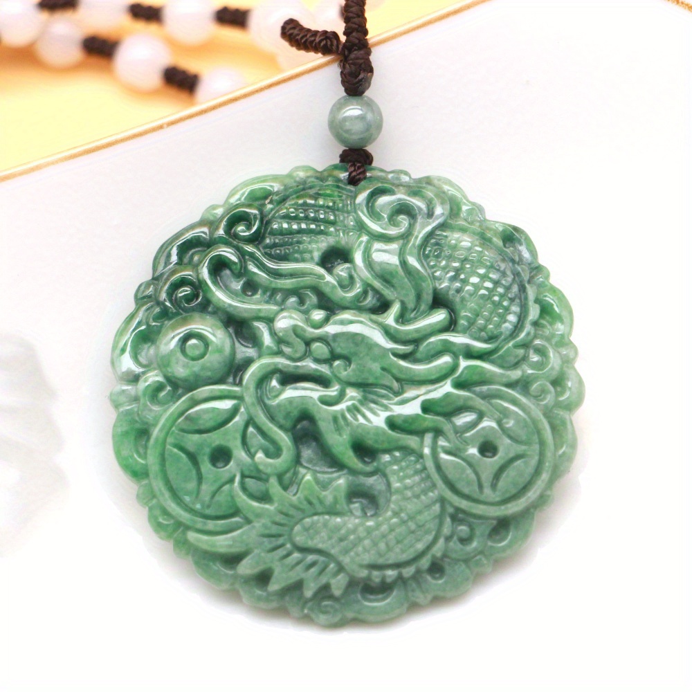 Dragon Design Pendant Necklace with Natural Beads, Unisex