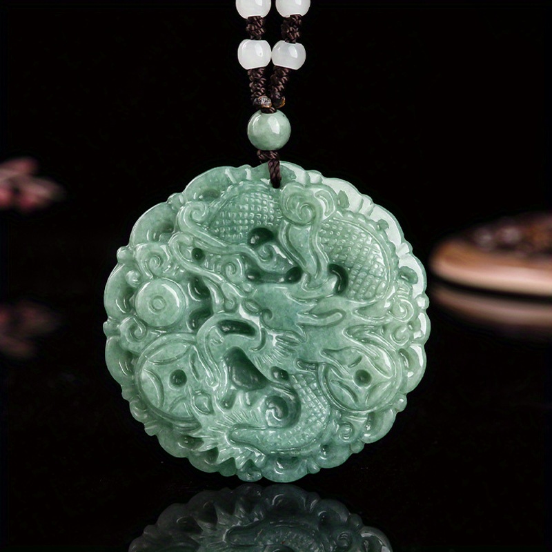 Dragon Design Pendant Necklace with Natural Beads, Unisex