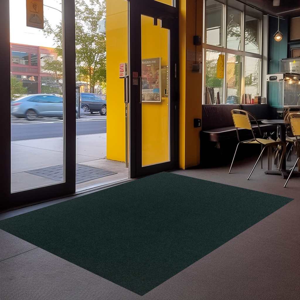 

1pc Minimalist Solid Color Dark Green Carpet, Area Rug, Soft Carpet, Machine Washable, Non-slip, Office Entrance Door Mat, Decorative Carpet For Hotel Cafe Shop, Restaurant Floor Mat