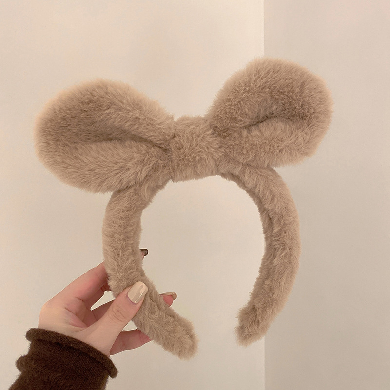 TEMU Bunny Rabbit Ear Hairband Headband Plush Face Wash Headband Fashion Cute Fall Winter Hair Accessory