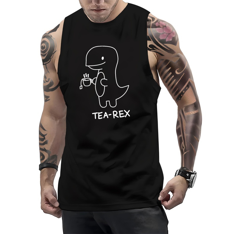 

Men's Dinosaur Graphic Print Tank Top, Causal Fashion Sleeveless Tees Sports Fitness, Men's Clothing