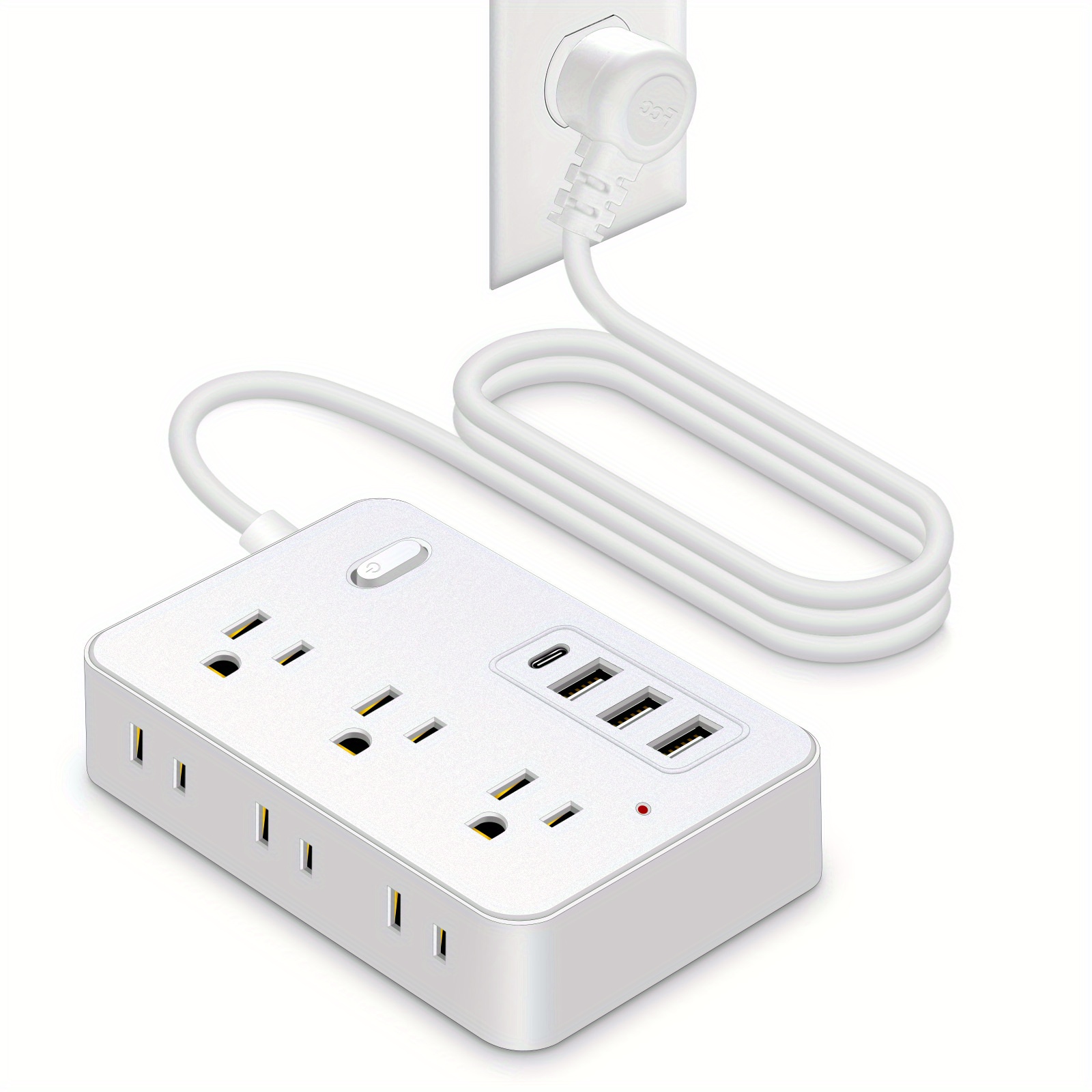 Extension Cord Usb, Power Outlet With 3 Outlets 4 Usb Charging