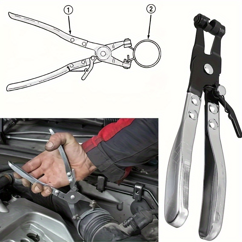 

1pc Professional Hose Clip Pliers, Steel Swivel Drive Jaw Locking Tool, For Ring-type Clamp Removal And Installation, With Universal Model