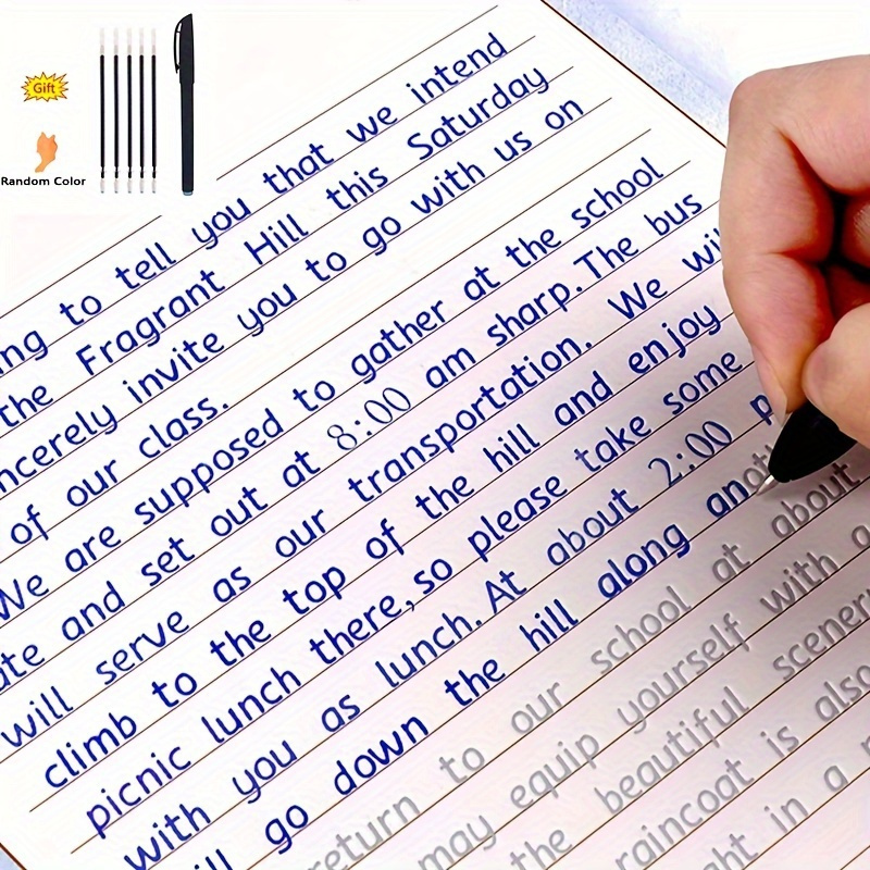 4 Pcs Set Reusable Groove Calligraphy Copybook English Italic Pen Refills  Tools