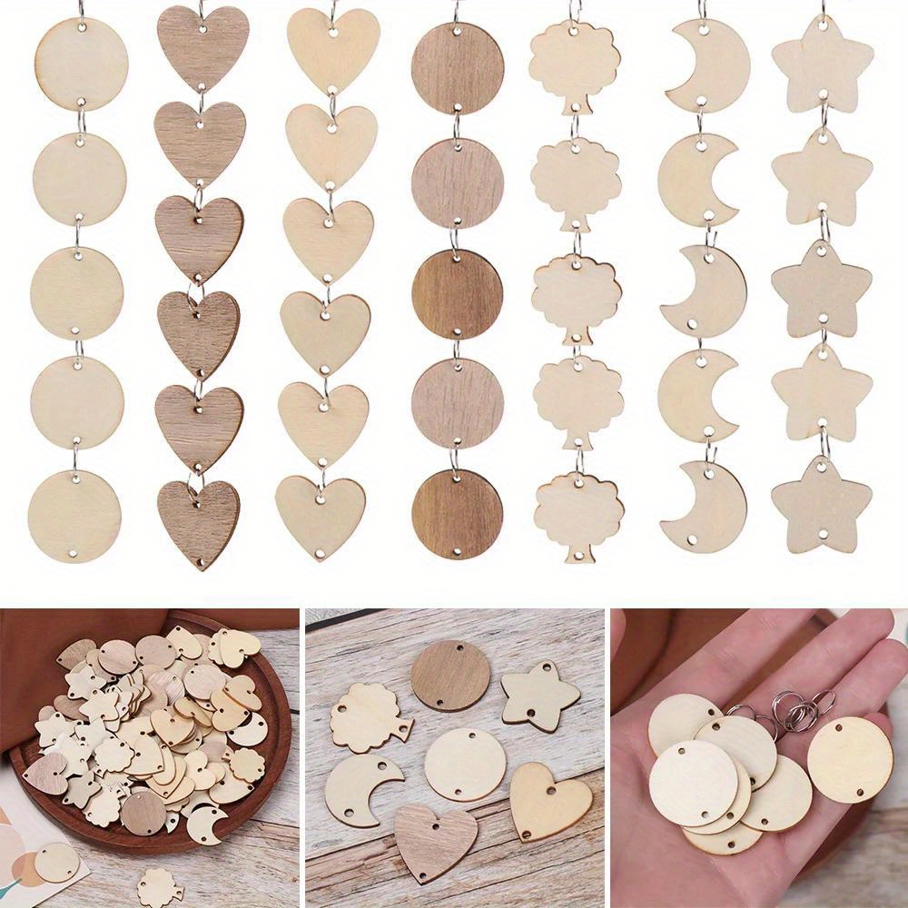 Juego de llaveros de madera de forma redonda, 50 piezas, grabado en madera  en blanco, anillos, etiquetas, llavero, suministros para manualidades de  regalo DIY - AliExpress