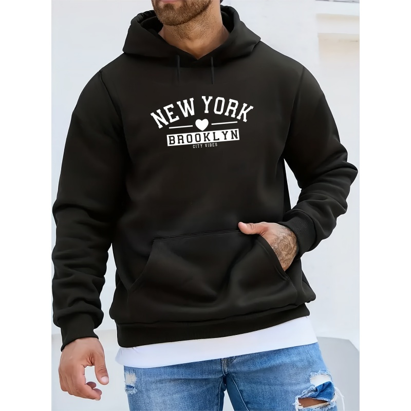 

Men's Graphic Hoodie - Long Sleeve Pullover, Casual Autumn/, With Black Lettering, Oversized Hoodie