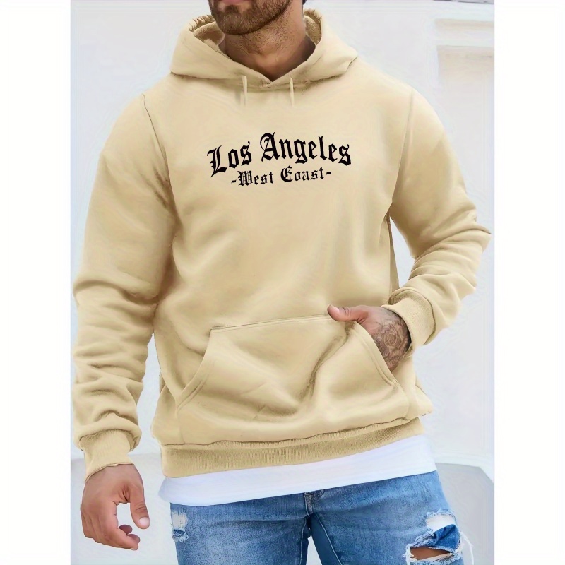 

Graffiti Los Angeles West Coast Print, Men’s Cool Streetwear Hoodies, Casual Loose Hooded Pullover With Kangaroo Pockets, Top For Men For Fall And Winter, As Gifts