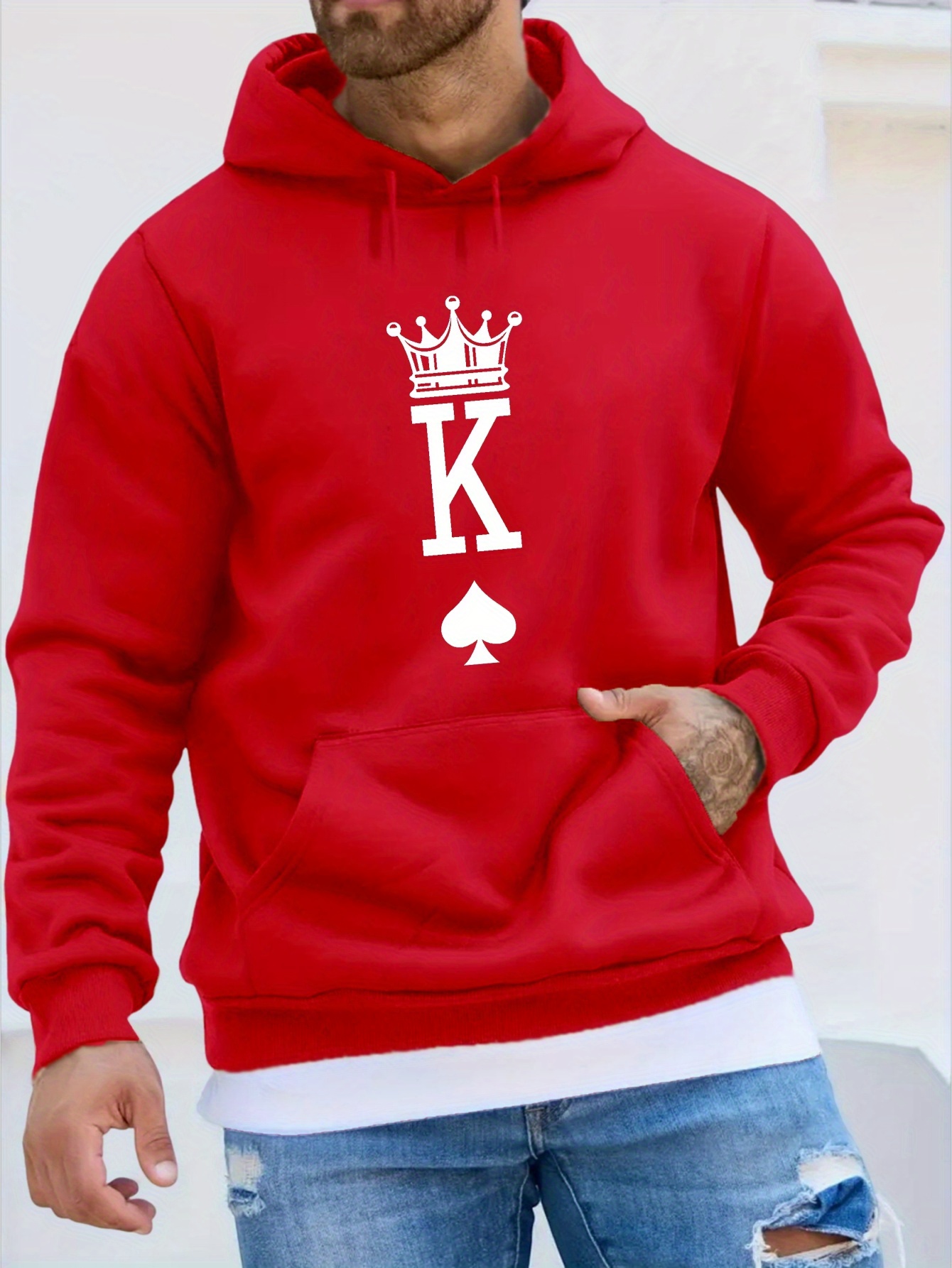 men's red hooded sweatshirt 