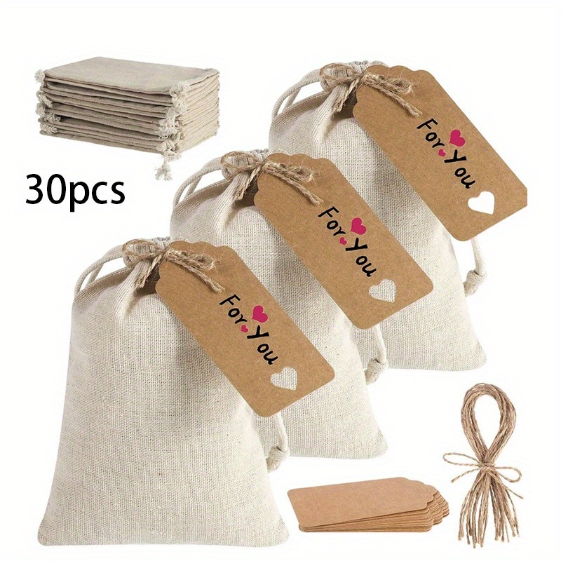 Burlap Drawstring Bag Bundle Pocket White Cloth Bag Jewelry - Temu