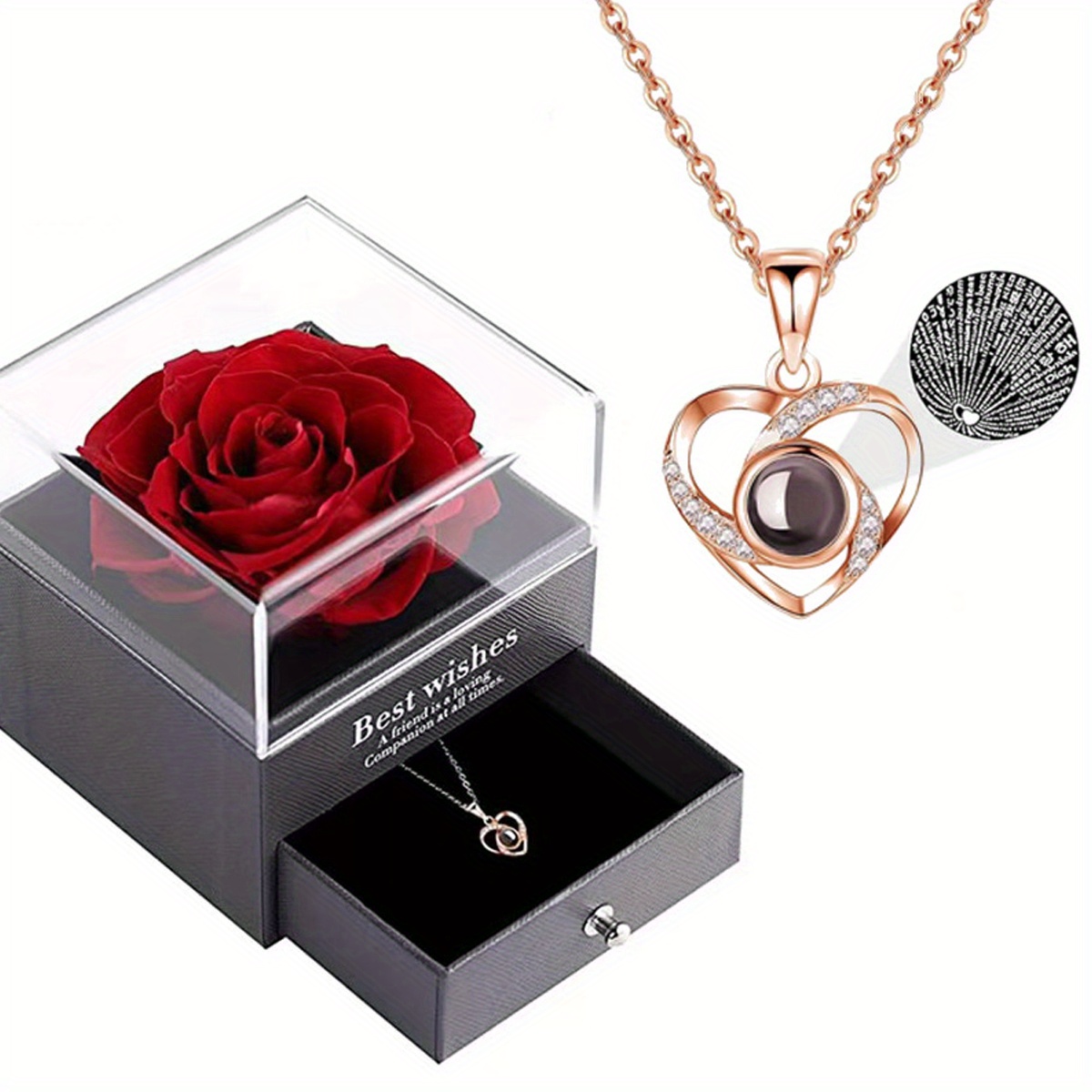 Rosa Stabilizzata Vera, Rosa Eterna Confezione Regalo Con Collana,  Regali  di compleanno per fidanzata, Regali di compleanno per lei, Regali fidanzata