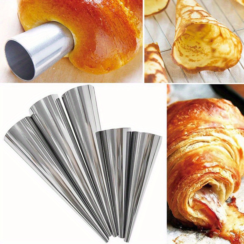 9 17pcs italian roll cream horn stainless steel croissant cream roll mold conical tube croissant shell cream roll cleaning tube brush details 2