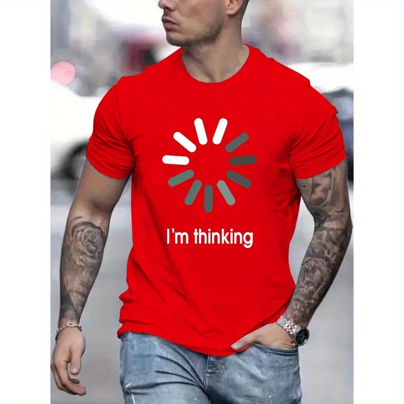 

I'm Thinking Print T Shirt, Tees For Men, Casual Short Sleeve T-shirt For Summer
