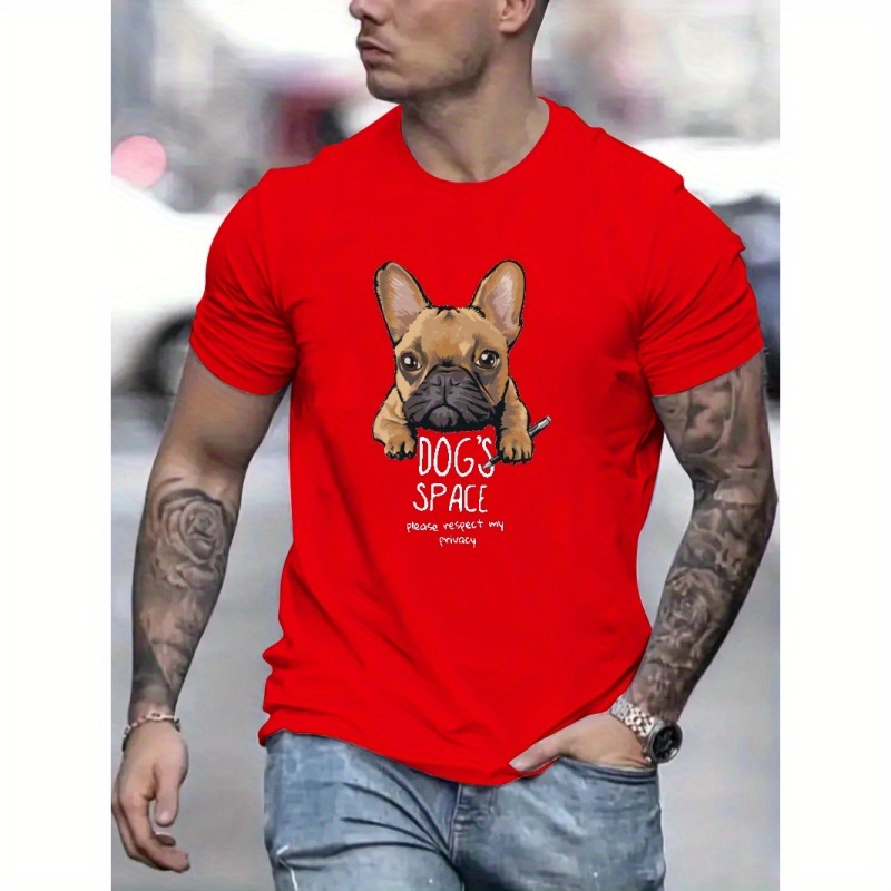 

Dog's Space Print T Shirt, Tees For Men, Casual Short Sleeve T-shirt For Summer