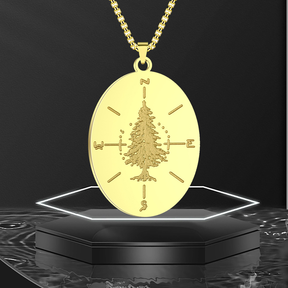 KRKC&CO Mens Coin Pendant Necklace, Compass 18K Gold Plated Stainless Steel  Chain Necklace, Medallion Amulet Pendant Necklace for Men and Boys :  : Clothing, Shoes & Accessories