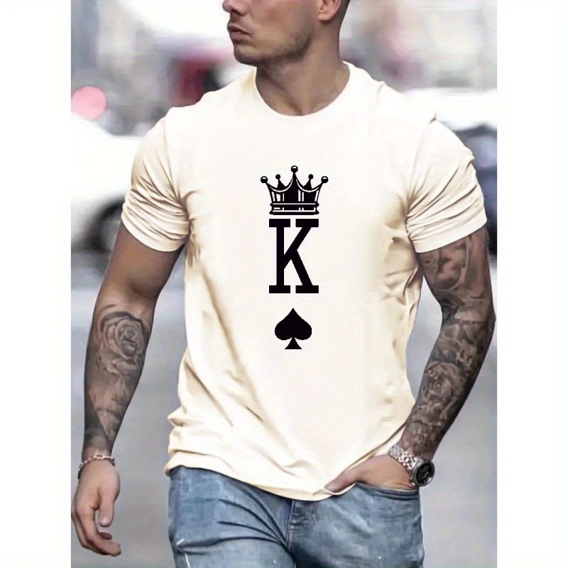 

King Of Spades Print T Shirt, Tees For Men, Casual Short Sleeve T-shirt For Summer