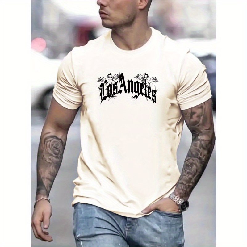 

Los Angeles Print T Shirt, Tees For Men, Casual Short Sleeve T-shirt For Summer