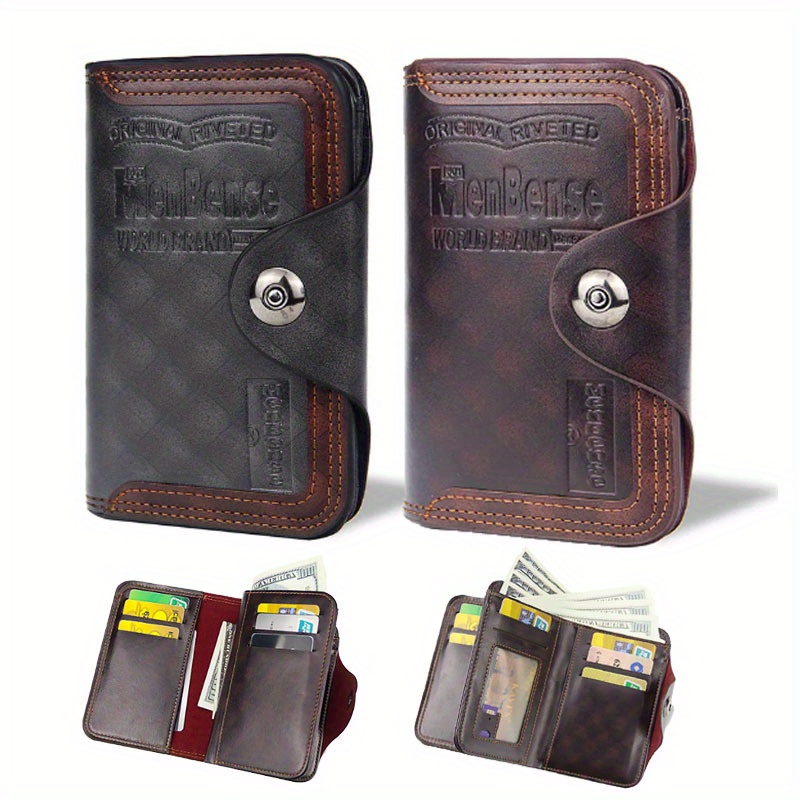 

Spacious, Luxury Men's Leather Wallet With Magnetic Closure - Vintage Style, Large Capacity Card Holder & Photo Slot,