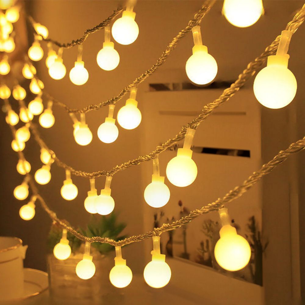 

1pc Sphere String Lights, Battery Operated Indoor Fairy Lights, Holiday Accessories, For Indoor Outdoor Decoration, Girls Birthday, Bedroom, Party, New Year, Garden Decoration (warm White)