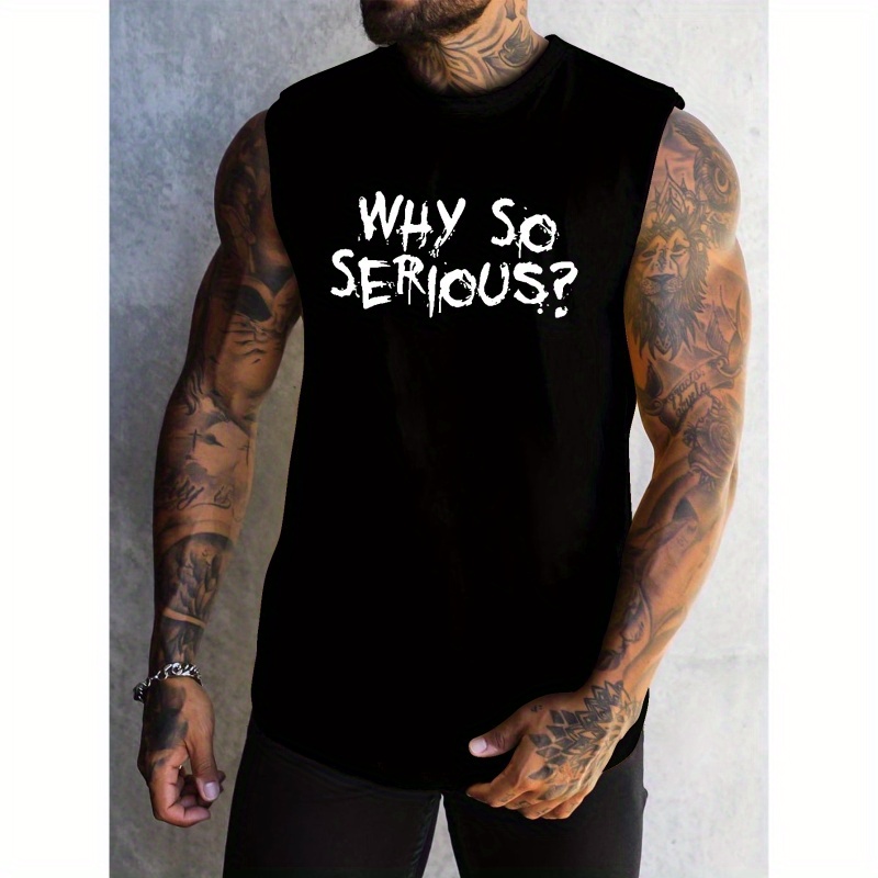

Why So Serious Print Men's Quick Dry Moisture-wicking Breathable Tank Tops Athletic Gym Bodybuilding Sports Sleeveless Shirts For Workout Running Training Men's Clothes