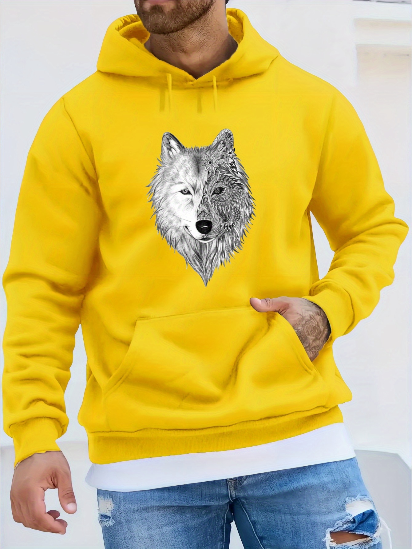 Wolf Sweatshirt Men Temu United Kingdom