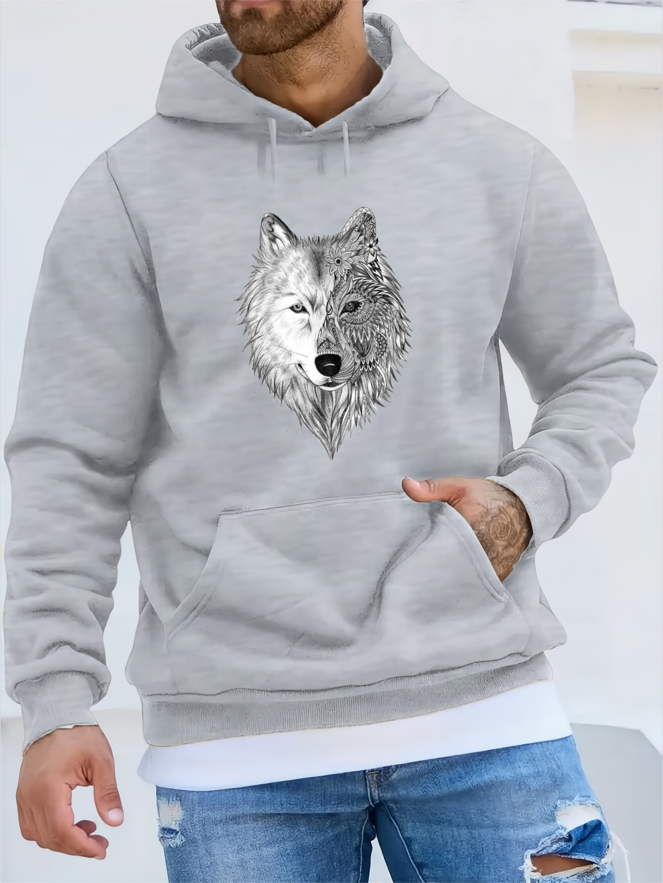 Mens wolf sweatshirt hotsell