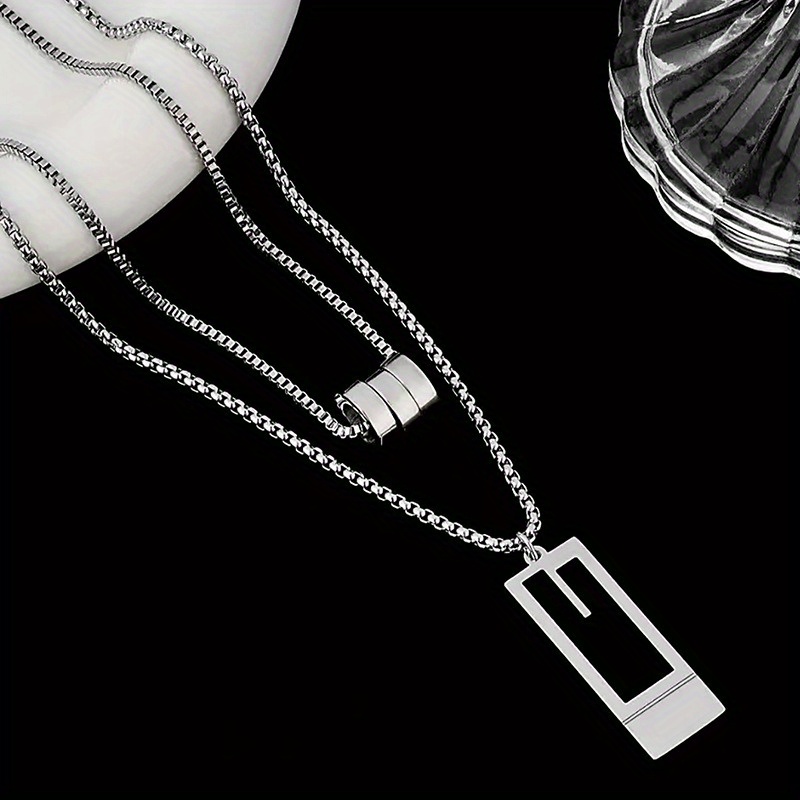 Necklace High-end Double-layer Sweater Chain Fashion Titanium Steel Necklace New Versatile Pendant Additions
