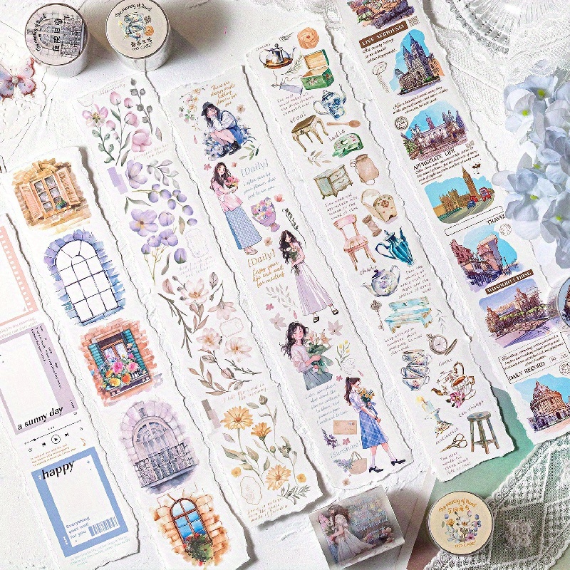 Flower Architectural Scrapbook Tape Sticker DIY Decoration