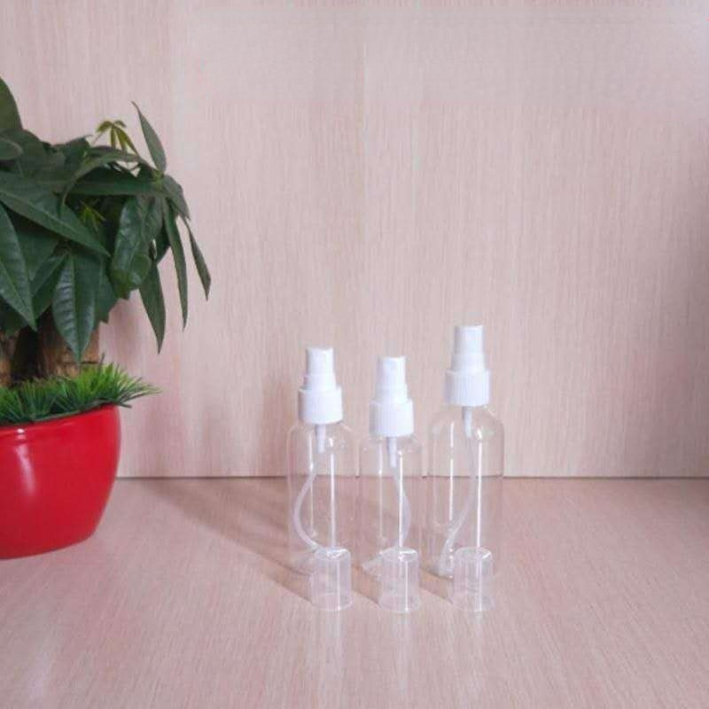 

10pcs 30/50/100ml Spray Water Bottle, Plastic Travel Portable Empty Refillable Makeup Bottles Sprayer For Cleaning Solutions Perfume Skin Care, Travel Essentials