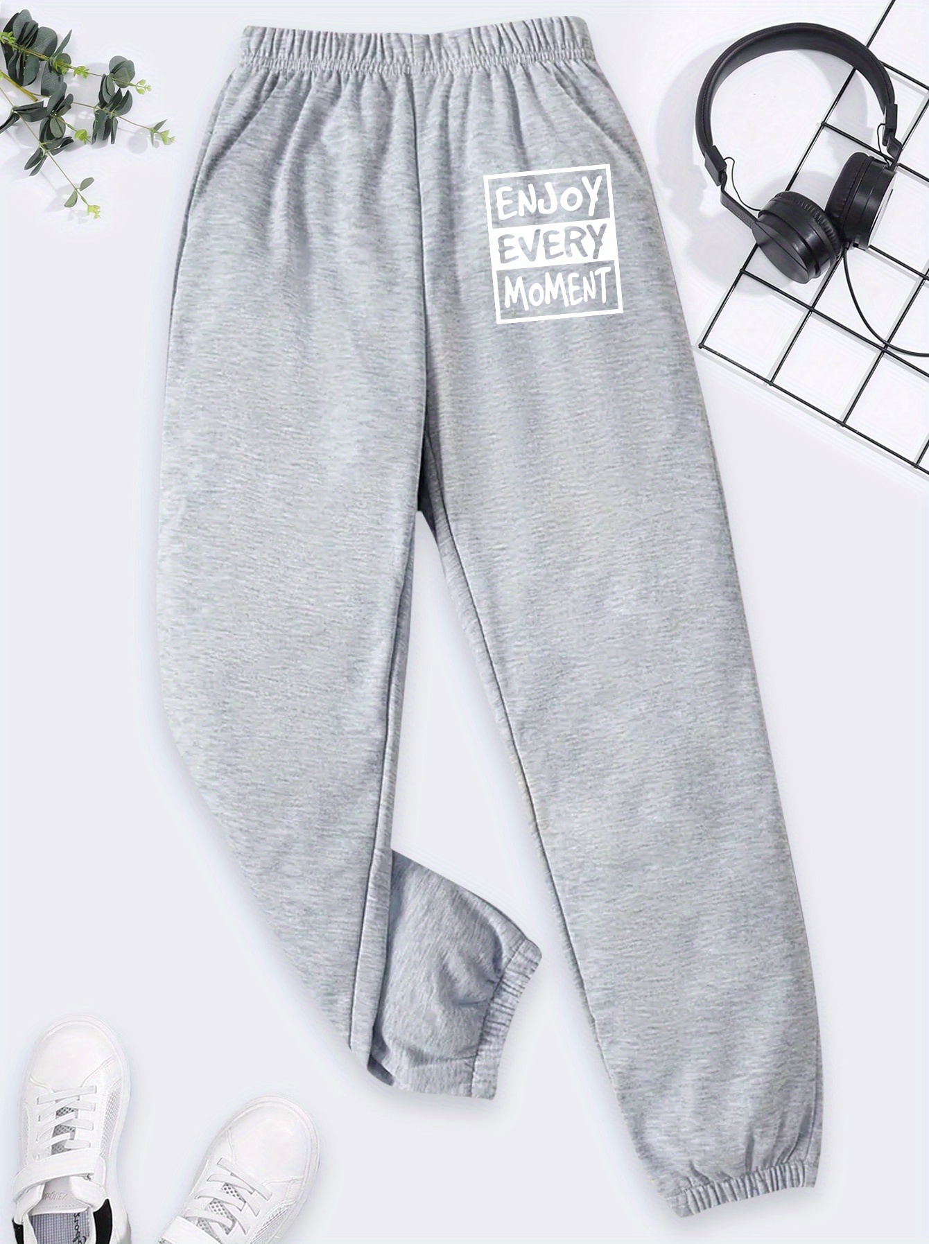 Enjoy Every Moment Letter Print Sweatpants Boys Elastic - Temu New Zealand