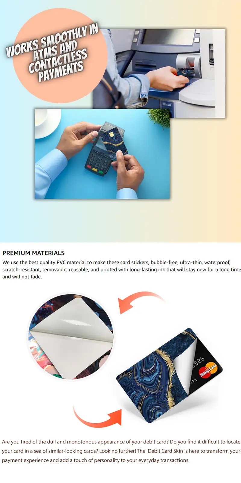 in 1 card skin sticker luxury marble navy blue ebt key - Temu