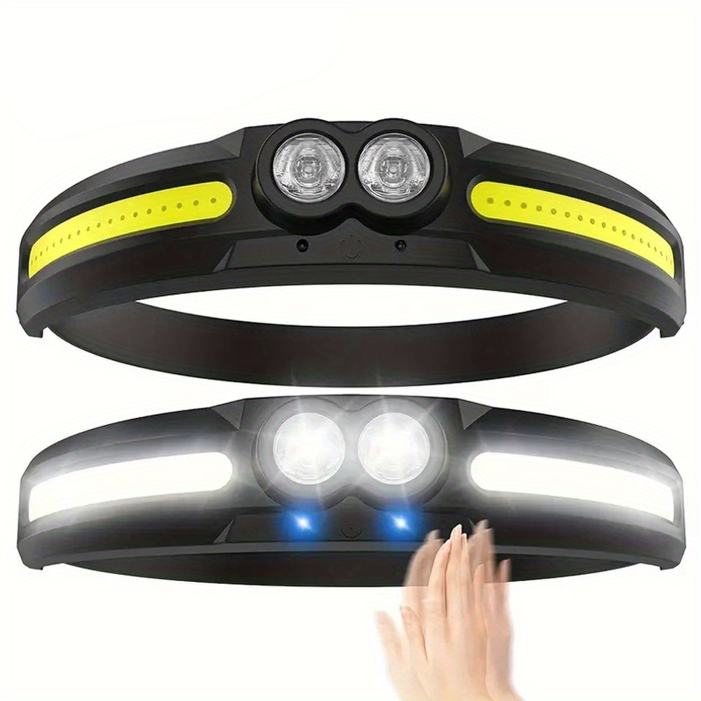 1pc lampe frontale LED, lampe de poche rechargeable pour adultes, phare à  faisceau large de 230°, lampe frontale à capteur de mouvement, bandeau  réglable étanche pour l'extérieur pour la course à pied