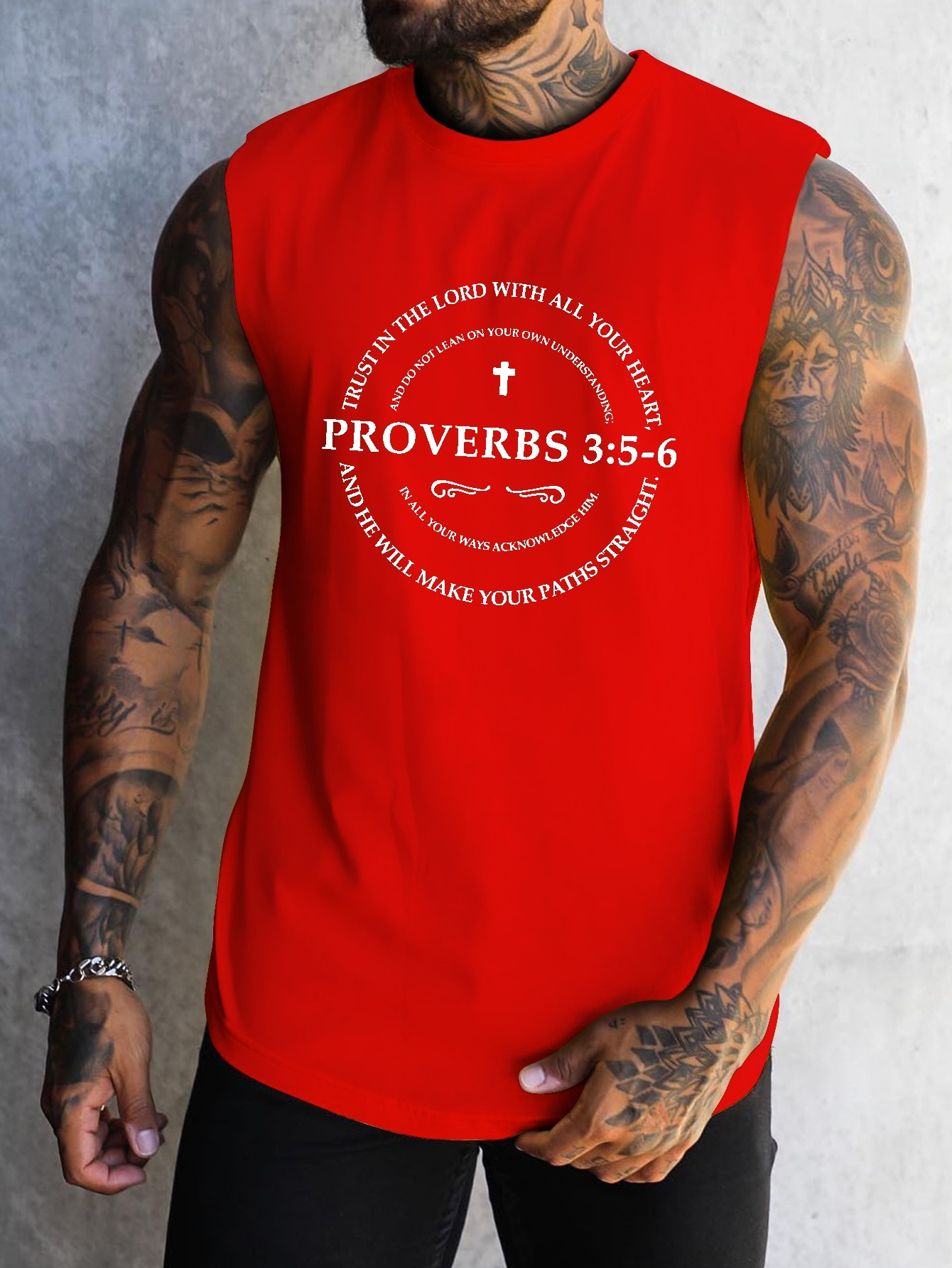 Proverbs 3:5 6 Logo Graphic Print Men's Graphic Design Tank - Temu