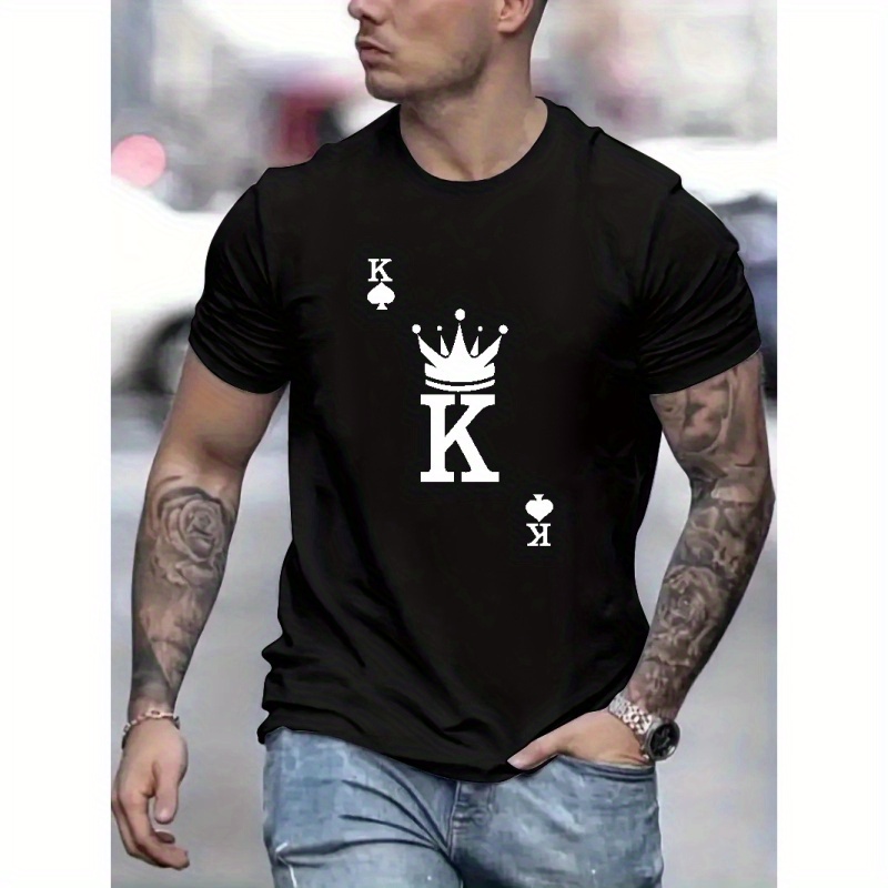 

King Of Spades Print T Shirt, Tees For Men, Casual Short Sleeve T-shirt For Summer