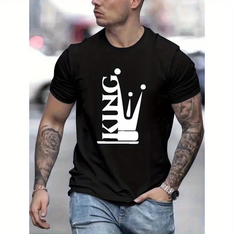 

King Print T Shirt, Tees For Men, Casual Short Sleeve T-shirt For Summer