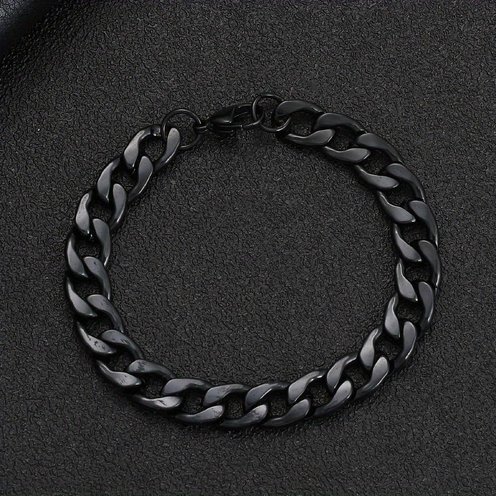 1pc Width 8/10mm 316l Stainless Steel Black Chain Bracelet For Men Jewelry Boyfriend Gift