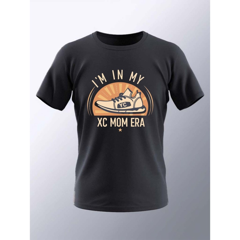 

Xc Cross Country Running Mom Era Print T Shirt, Tees For Men, Casual Short Sleeve T-shirt For Summer