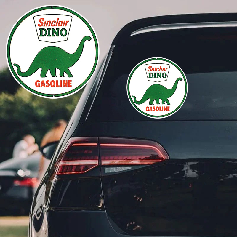 

Dinosaur Round Tin Sign Sticker, Vintage Garage Signs Man Cave Decor Gas Station Signs